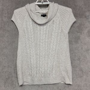 Worthington Cowl Neck Sweater Womens Petite Large Beige Cable Knit Cap Sleeves